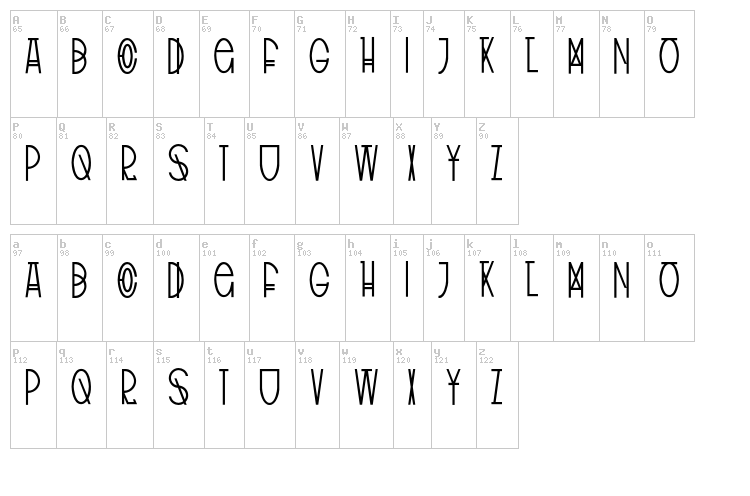 Tribal Type font map